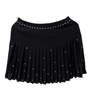 VTG Y2K Escada Black Mini Skirt Eyelet Accents Size EU 34 (US 4)